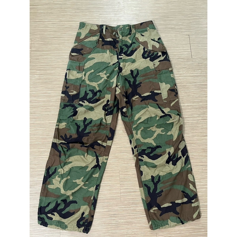 VTG 80s US Army M65 Field Pants Woodland Camo Cargo Medium Long BDU Talon Zip